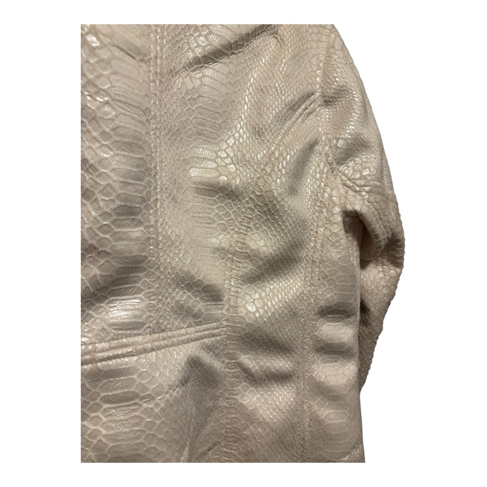 Buckle Black Cream Snakeskin Faux Leather Moto Jacket Faux Fur Lined Small - Picture 4 of 8